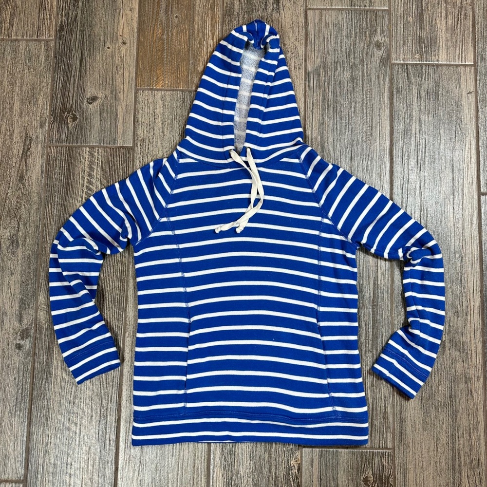 J.Crew Striped Hoodie Sweatshirt - Blue & White - Women's Size XS -‎ Casual